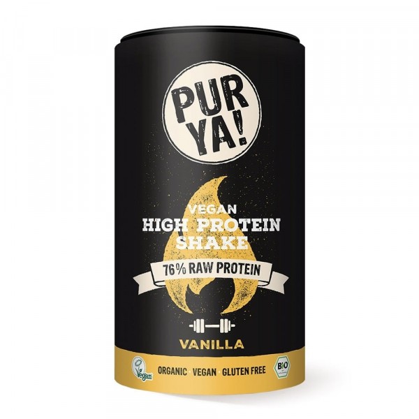Purya Vegan High Protein Shake Vanilla, Bio, vegan, 76% Protein, 550g