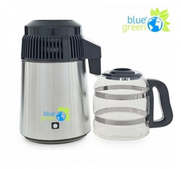 Destilliergerät mit Glaskanne - blue green® Water Pro - Edelstahl/schwarz