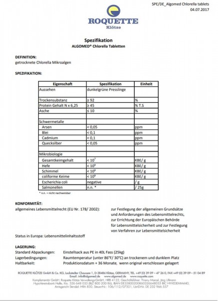 3. Bild von Chlorella Presslinge aus deutschem Anbau (ALGOMED®), Rohkostqualität, ab 100g