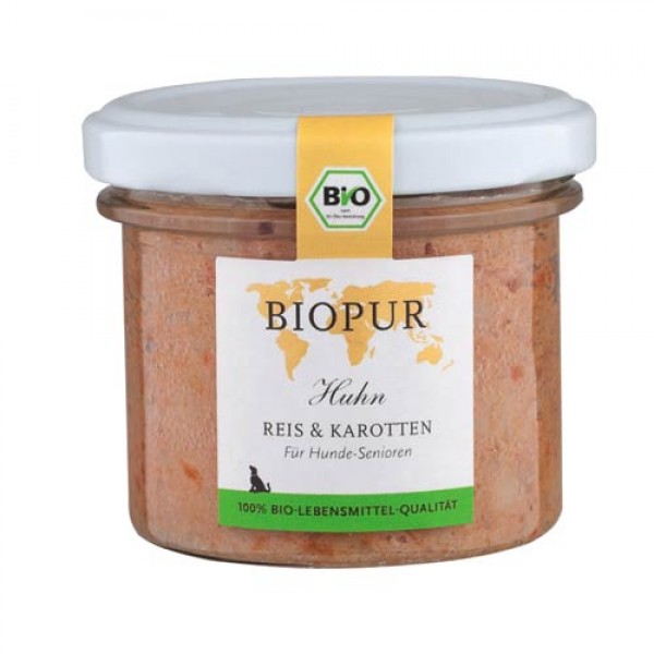 BioPur Huhn, Reis &amp; Karotten für Hundesenioren, 100g
