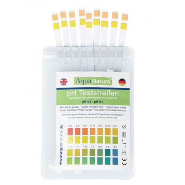 pH Teststreifen, 4,5 bis 9,0 für Urin und Speichel von Alkanatur, 25 Streifen