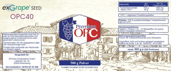 Premium OPC Pulver ohne Zusätze, 500g veganes Pulver